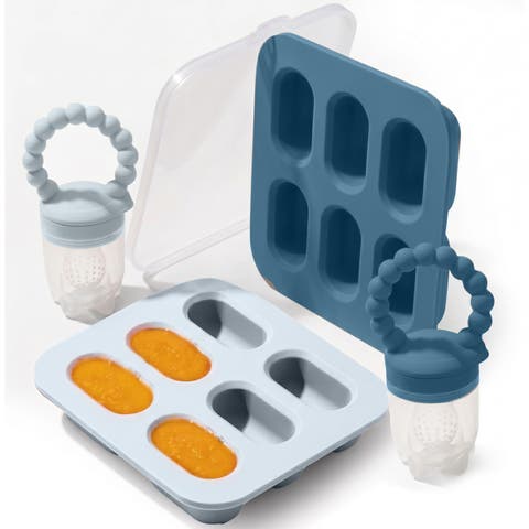 Safe Convenient Silicone Baby Fruit Feeders Dishwasher Safe Freezer Tray Set