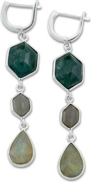 SAMUEL B. Sterling Silver Multi Stone Drop Earrings