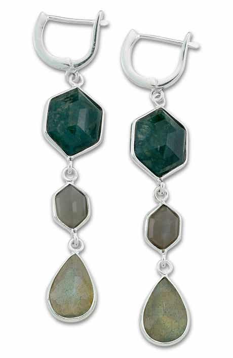 SAMUEL B. Sterling Silver Multi Stone Drop Earrings