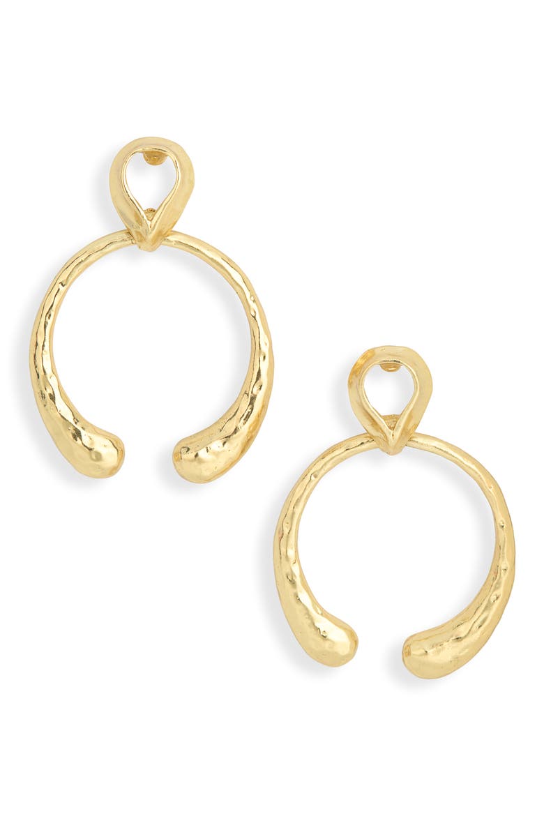 Hammered Circle Teardrop Earrings, Main, color, GOLD
