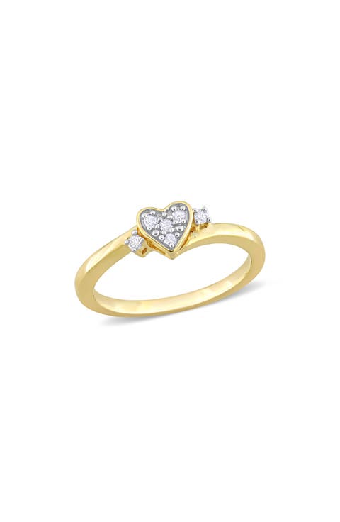 Sterling Silver Pavé Diamond Heart Ring - 0.10ct.