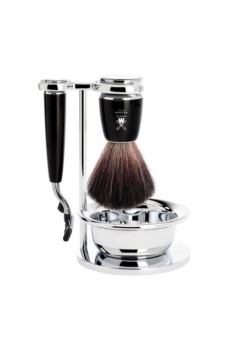 MÜHLE Rytmo Black 4-Piece Black Fiber & Mach-3 Shaving Set, Main, color, Black