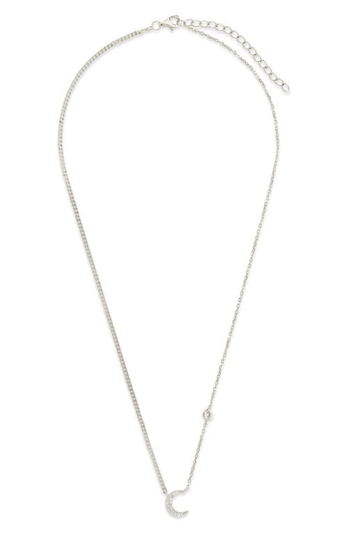 Sterling Forever Cubic Zirconia Crescent Moon Pendant Necklace In Metallic