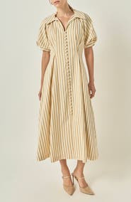 English Factory Striped Fit and Flare Midi Dress