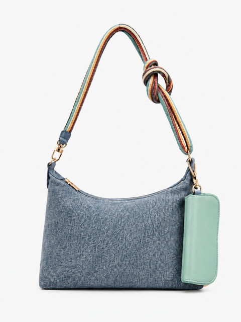 Solara Suede Leather Shoulder Bag With Knot Handle & Charm