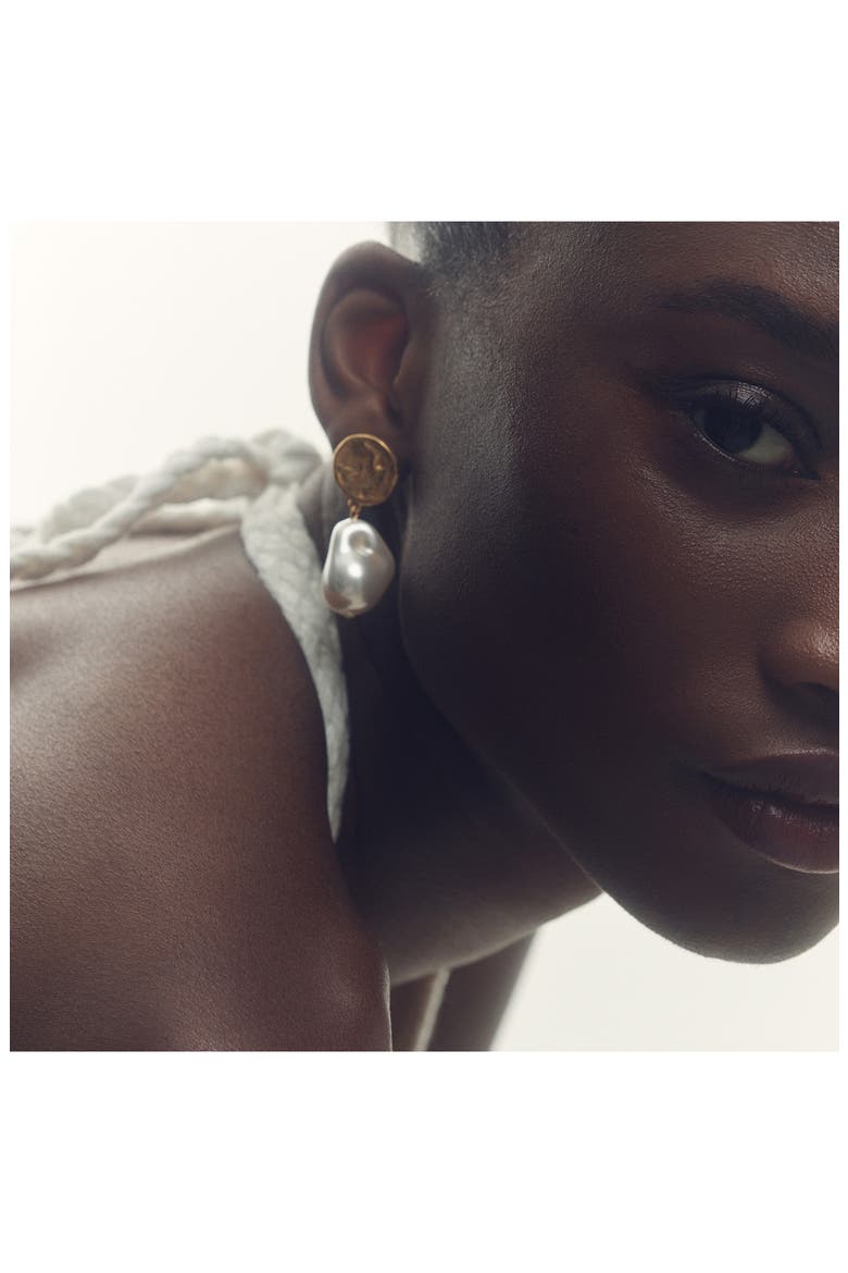 Maya Molten Faux Pearl Drop Earrings, Alternate, color, GOLD TONE/ PEARL