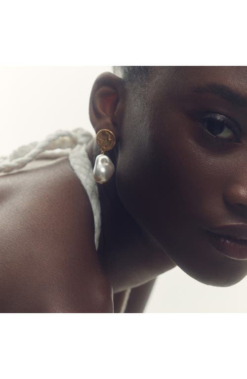 Reiss Maya Molten Faux Pearl Drop Earrings In Gold Tone/pearl