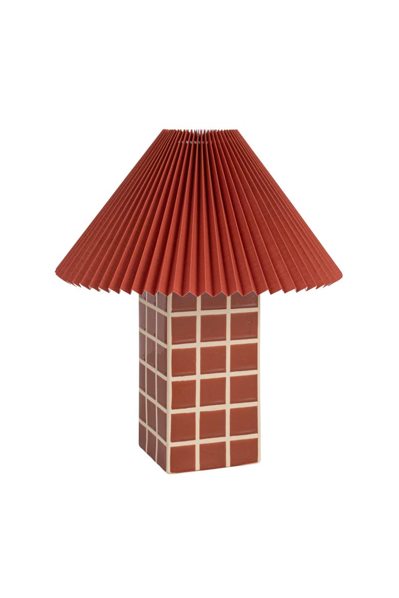 Table Lamp with Pleated Shade, Main, color, Red