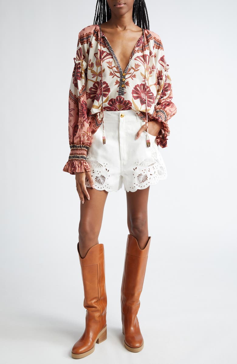 FARM Rio Riad Floral Cotton Top, Alternate, color, 