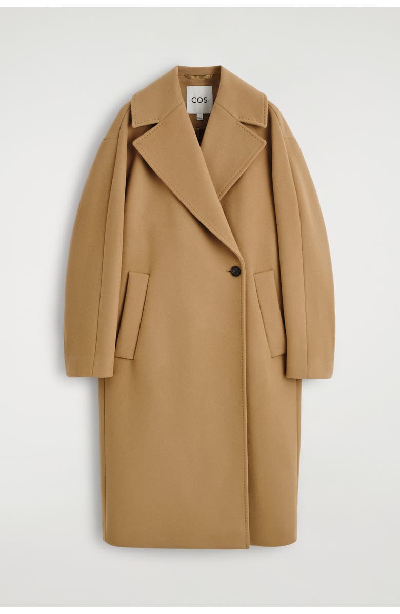 COS Oversized Double-Breasted Wool Long Coat, Alternate, color, Camel