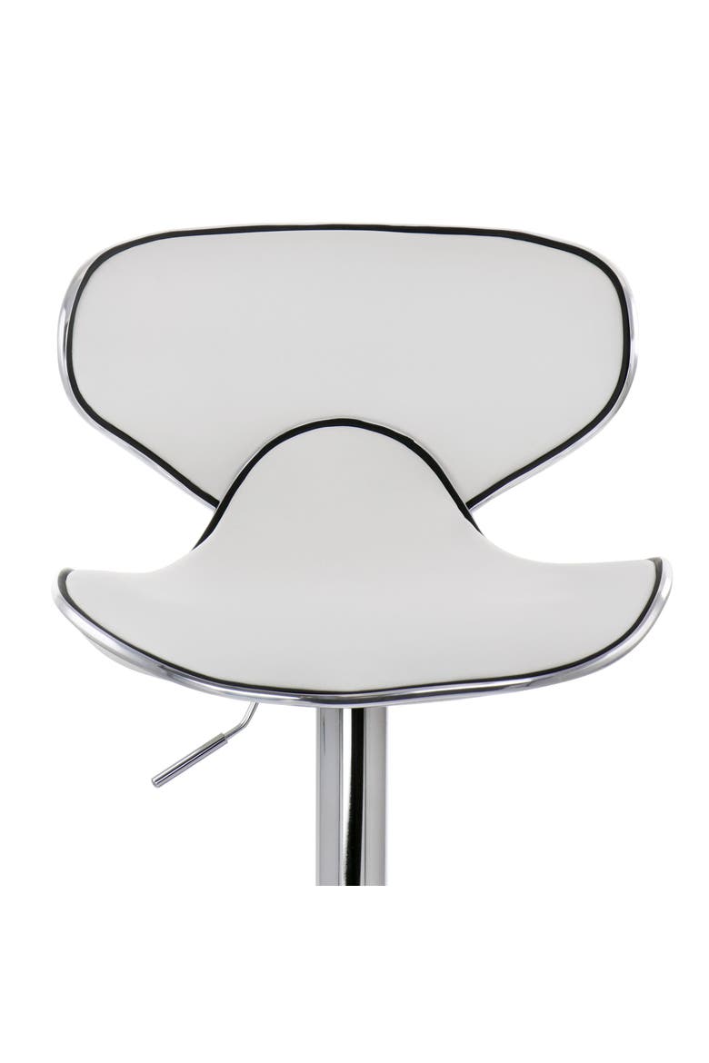 2 Piece Slim Faux Leather Adjustable Bar Stool, Alternate, color, White