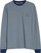 BEAMS Indigo Stripe Pocket T-Shirt