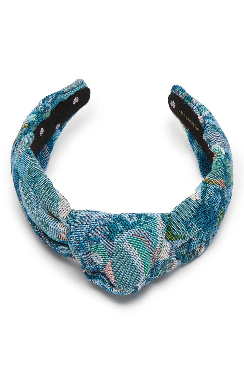 Lele Sadoughi Knotted Floral Jacquard Headband, Alternate, color, Imperial Blue