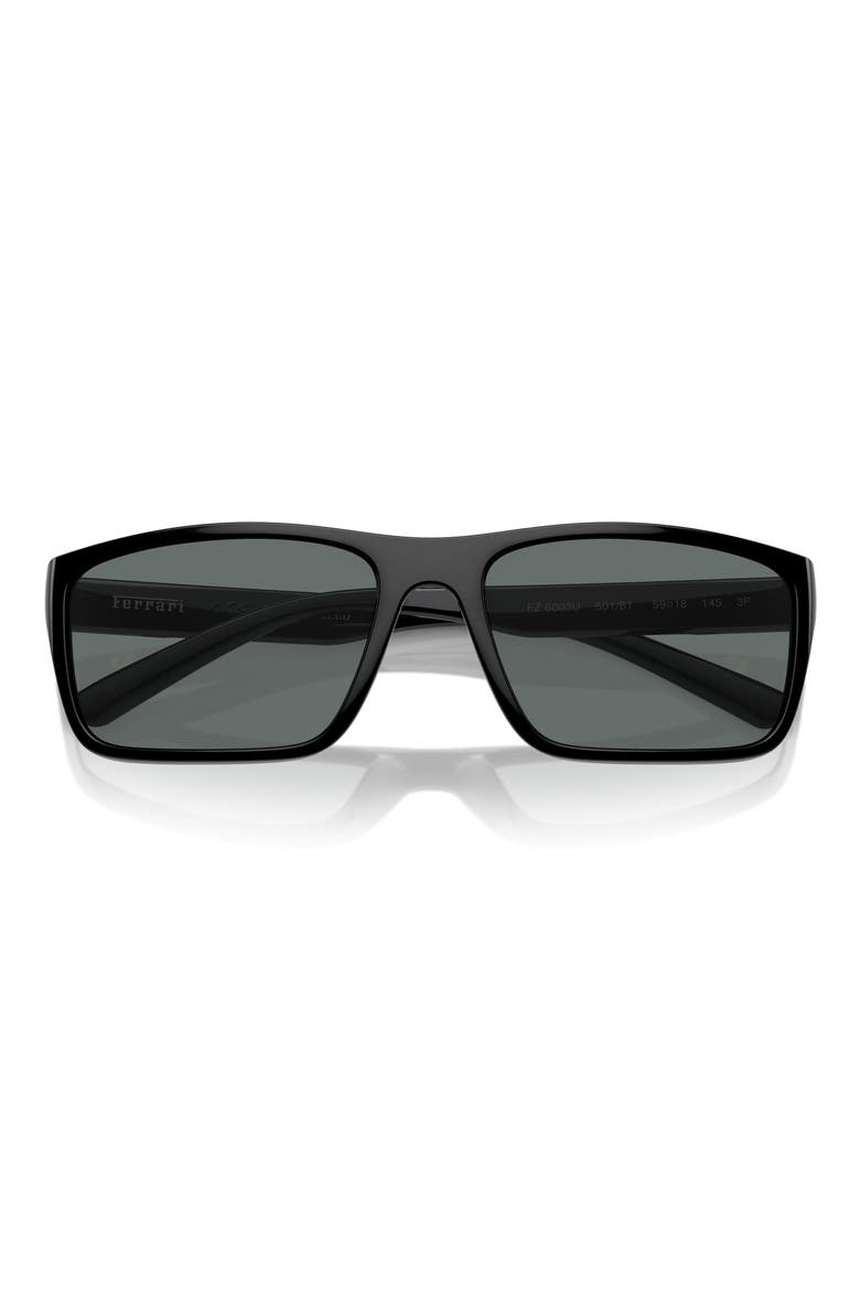 x Scuderia Ferrari 59mm Rectangular Sunglasses, Alternate, color, BLACK