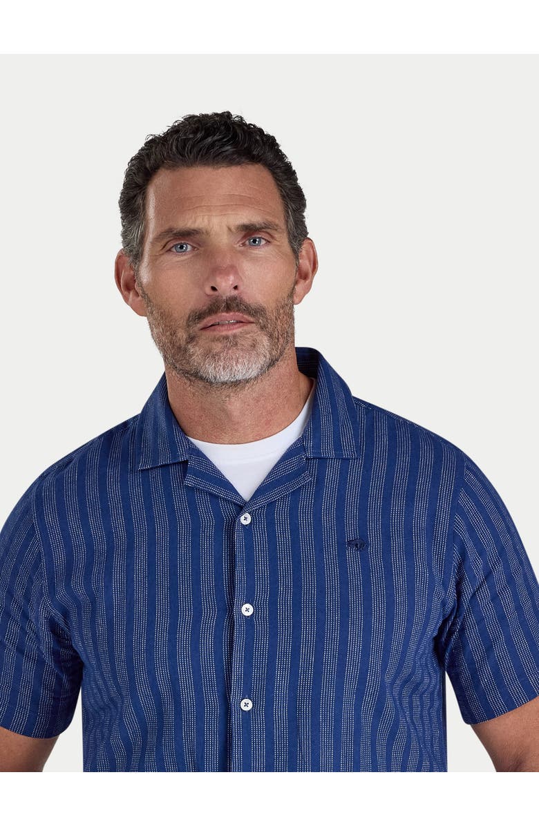 Raging Bull Athen Stripe Linen Blend Shirt, Alternate, color, Navy