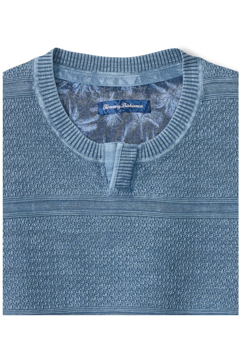 Saltwater Tide Abaco Cotton Split Neck Sweater, Alternate, color, DARK AZZURRO