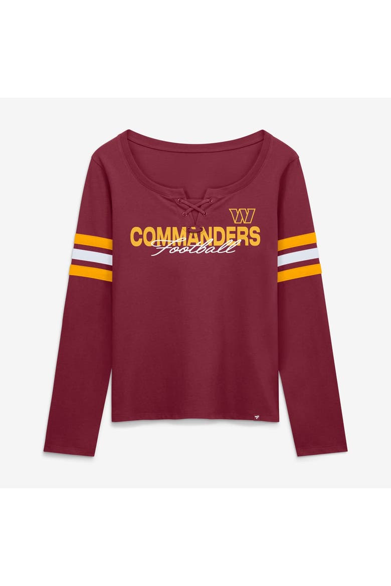 Women's Fanatics  Burgundy Washington Commanders Team First Coverage Scheme Lace-Up Long Sleeve T-Shirt, Main, color, Burgundy