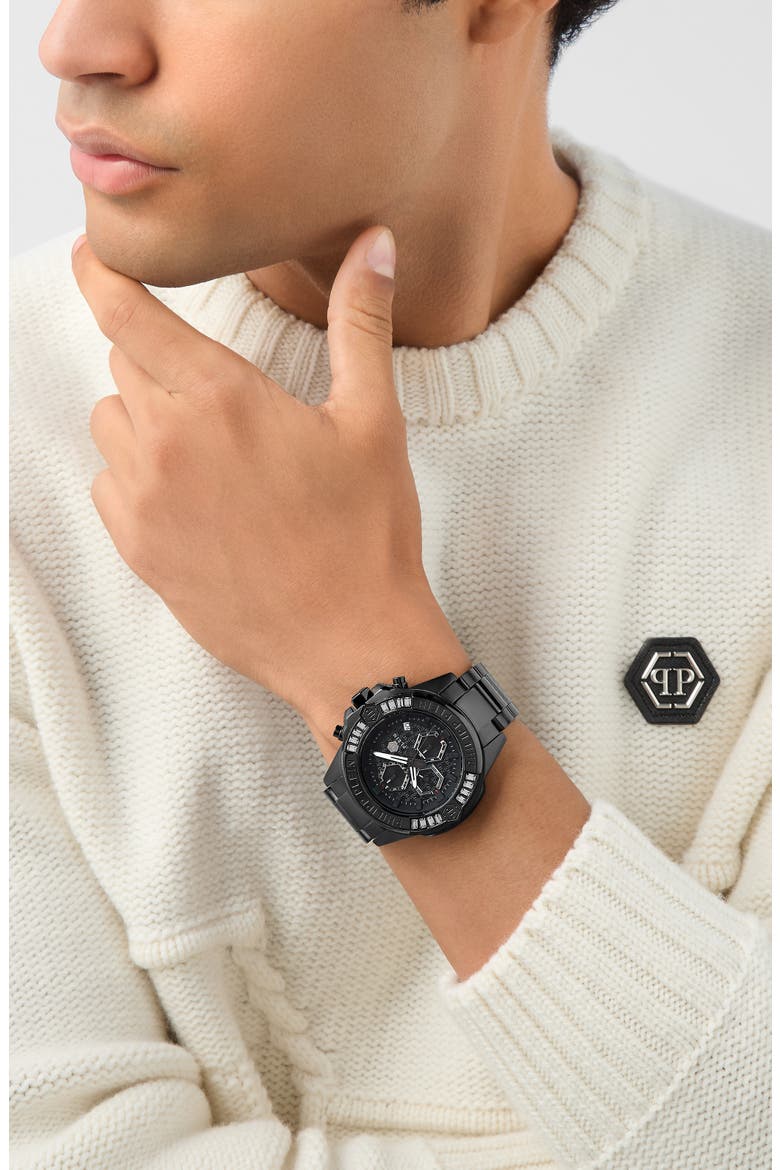 The $kull Chronograph Bracelet Watch, 44mm, Alternate, color, IP BLACK