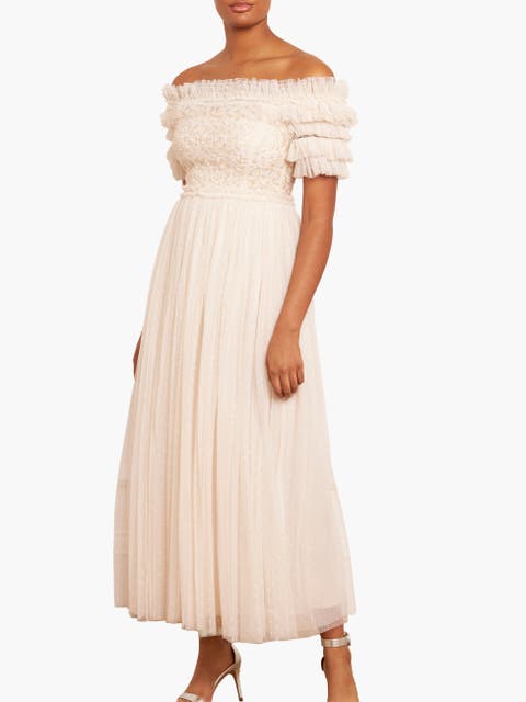 Midsummer Lace Off Shoulder Ankle Gown
