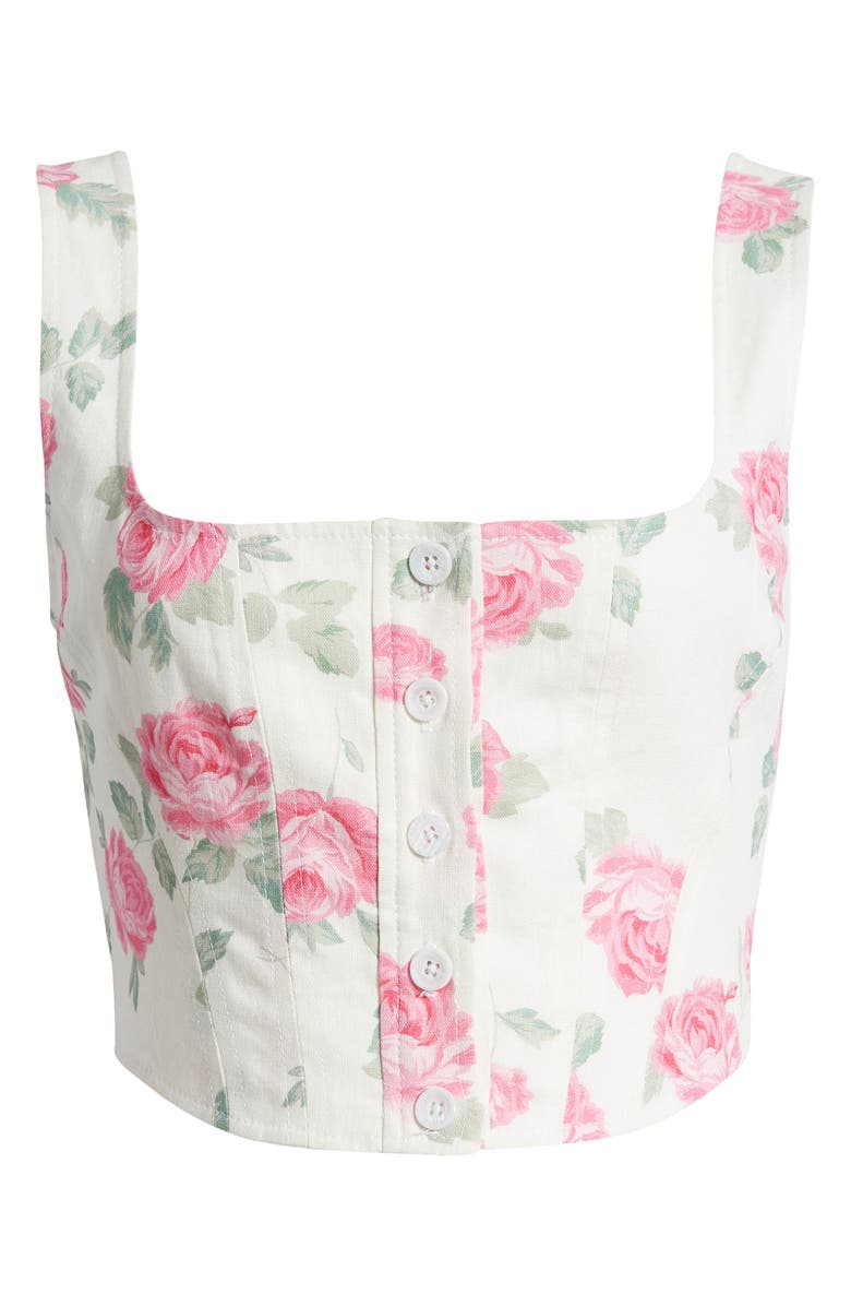 WAYF Romeo Floral Linen Blend Crop Top, Alternate, color,