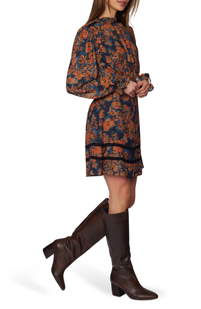 Lost + Wander Embers Bloom Floral Print Long Sleeve Minidress, Alternate, color, Black-Multi-Floral
