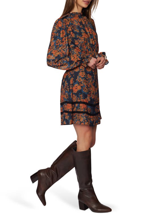 Lost + Wander Embers Bloom Floral Print Long Sleeve Minidress In Brown