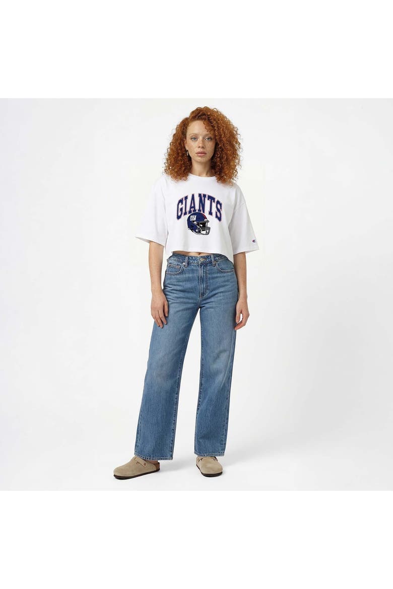 Women's Champion  White New York Giants Boyfriend Cropped T-Shirt, Alternate, color, White