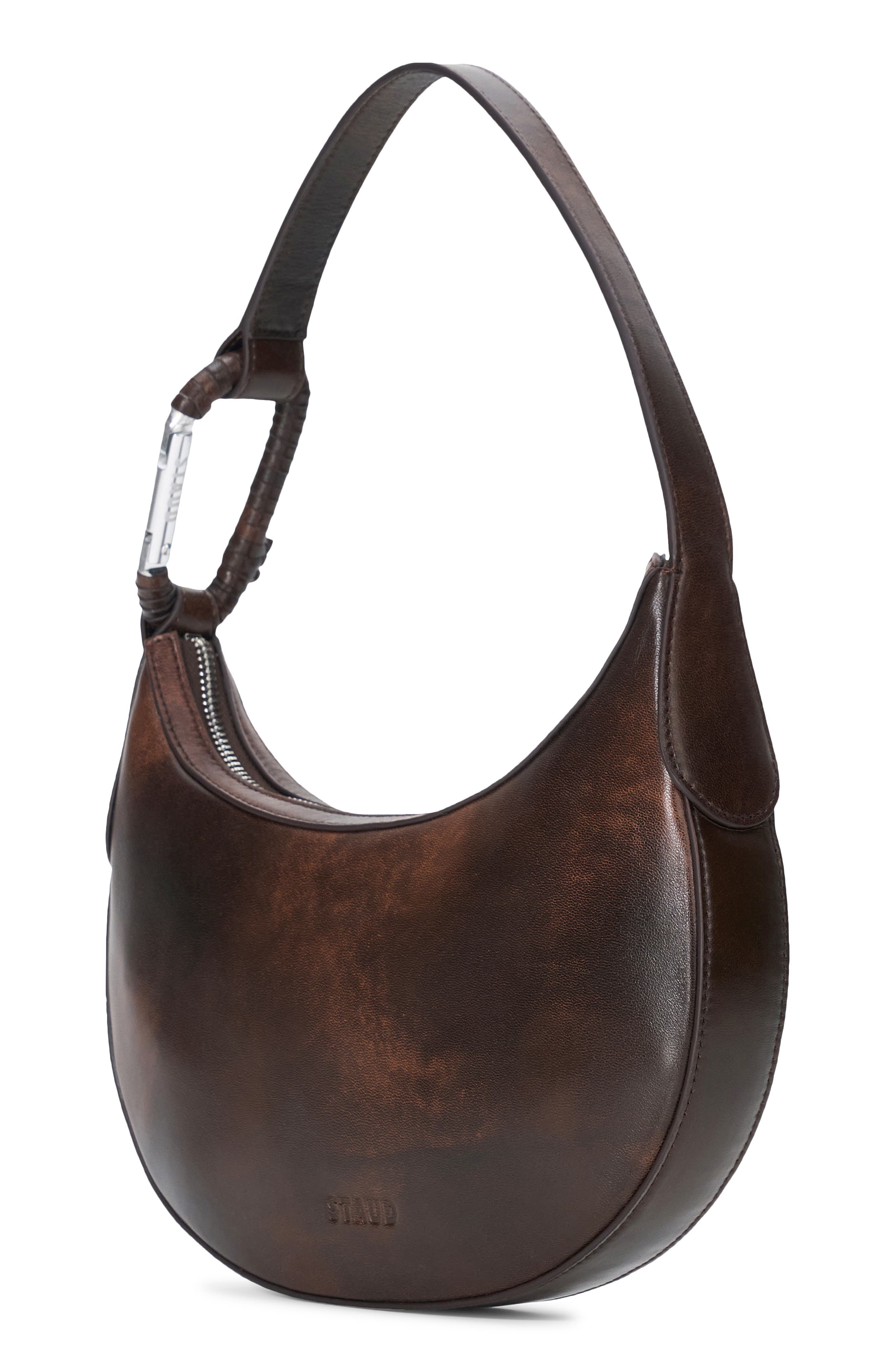 STAUD Alden Leather Shoulder Bag, Alternate, color, Espresso