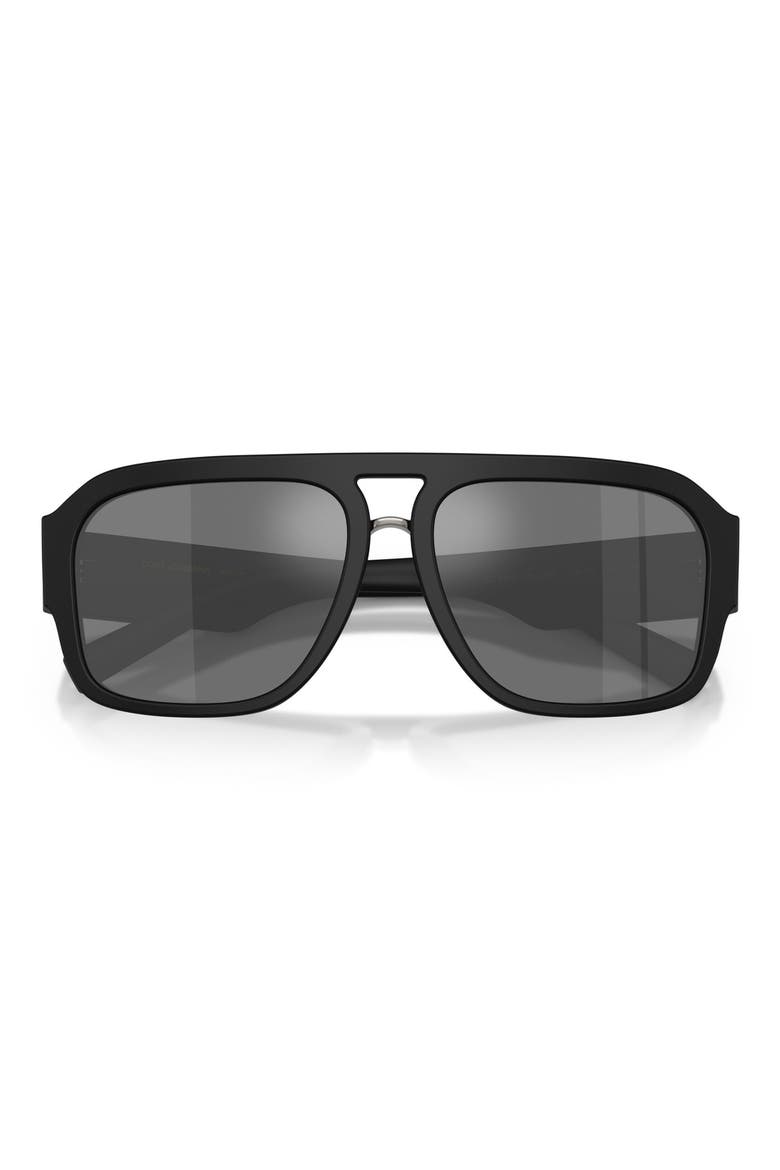 58mm Mirrored Pilot Sunglasses, Alternate, color, MATTE BLACK / GREY BLACK