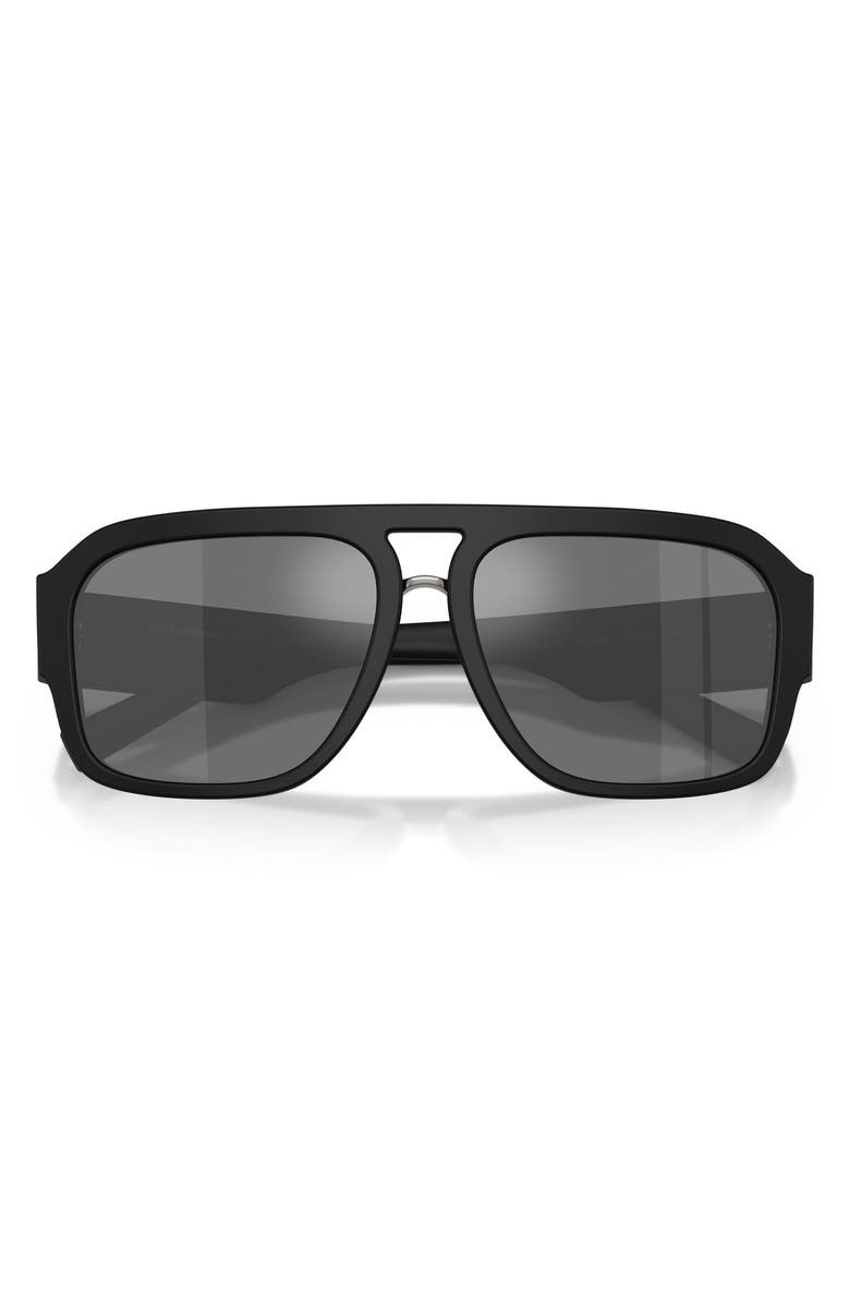 Dolce&Gabbana 58mm Mirrored Pilot Sunglasses, Alternate, color, Matte Black / Grey Black