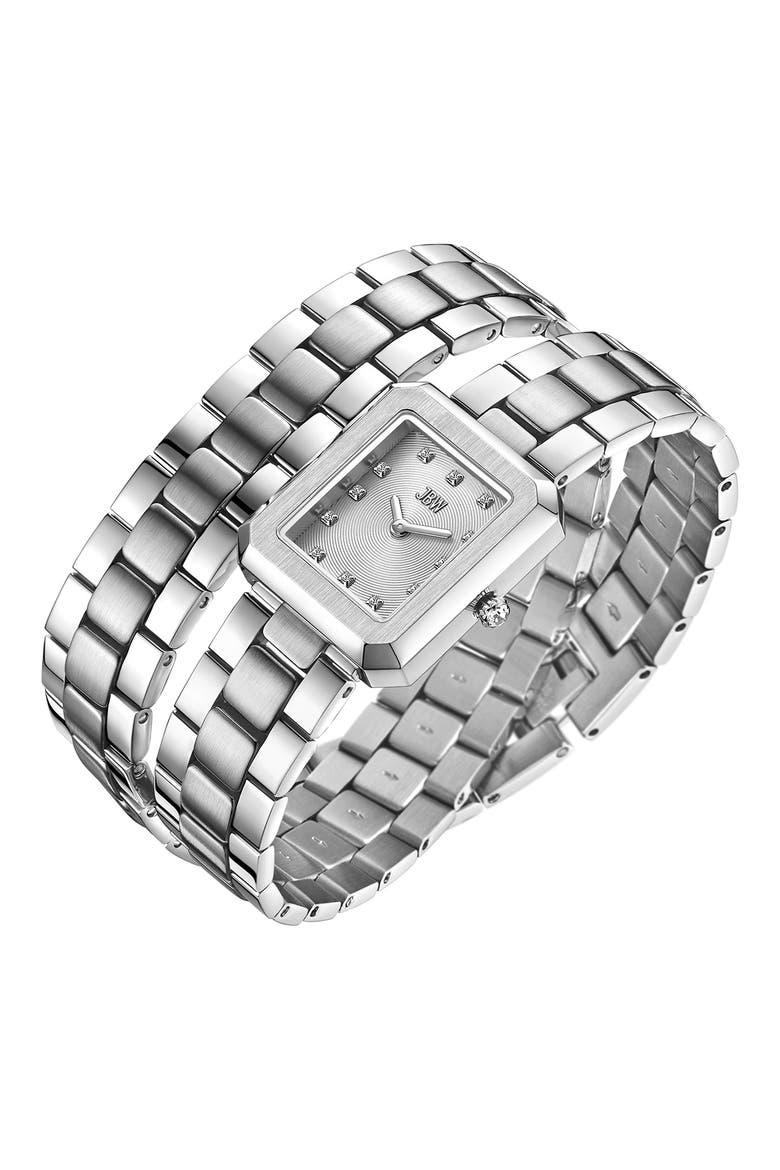 Arc Lab-Created Diamond Double Wrap Bracelet Watch, 23mm, Alternate, color, STAINLESS STEEL