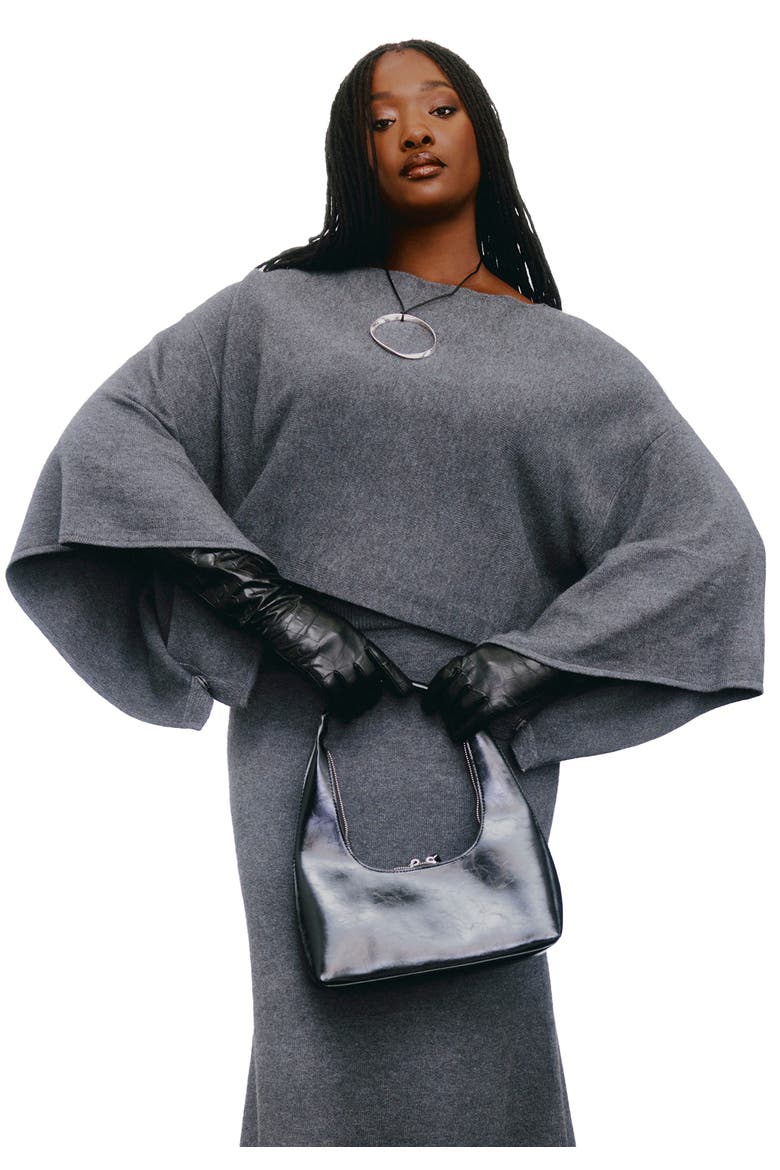 Draped Cropped Sweater, Main, color, DARK HEATHER GREY