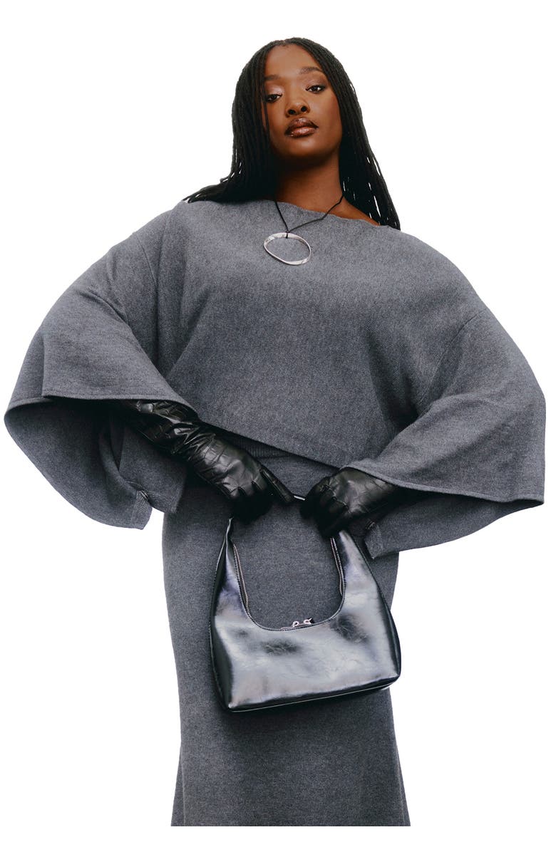 ELOQUII Draped Cropped Sweater, Main, color, Dark Heather Grey