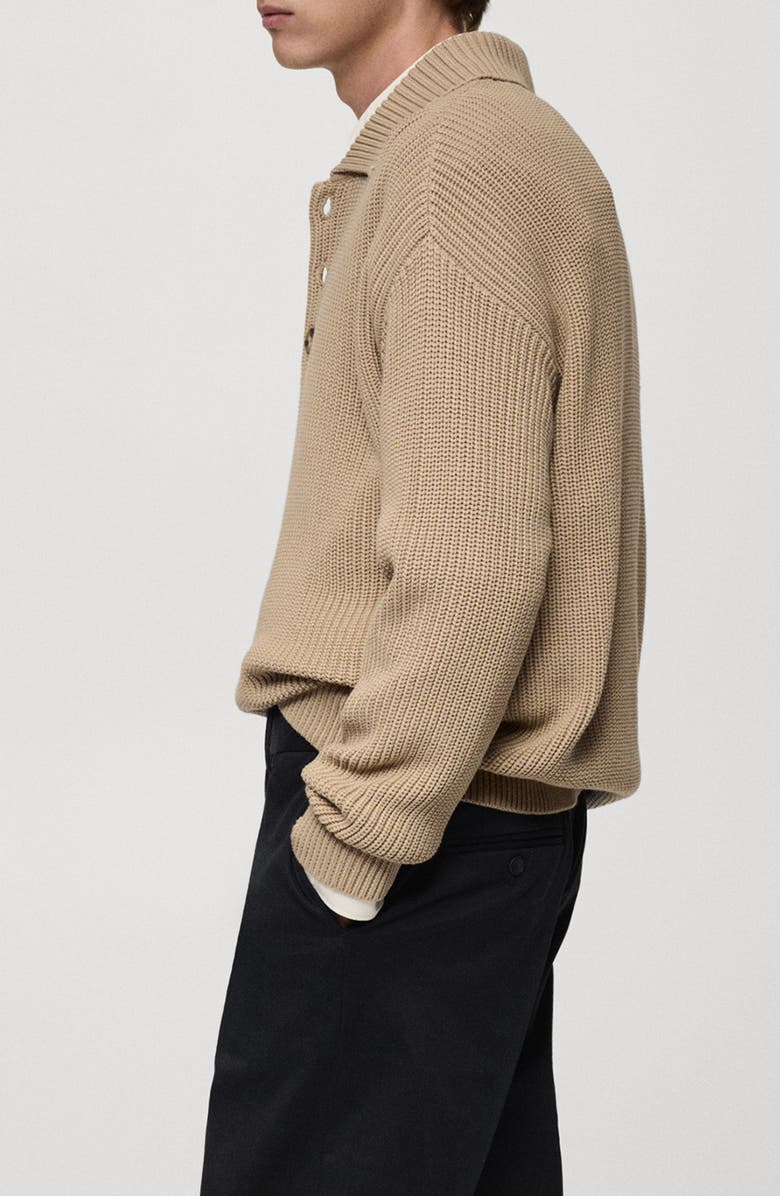 MANGO Chunky Cotton Polo Sweater, Alternate, color, 