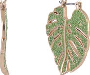 Hallmark Green Stone Palm Hoop Earrings