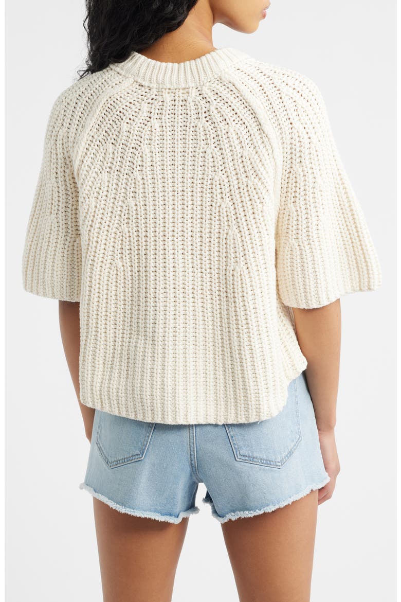 Amy Short Sleeve Cotton Sweater, Alternate, color, WHISPER WHITE
