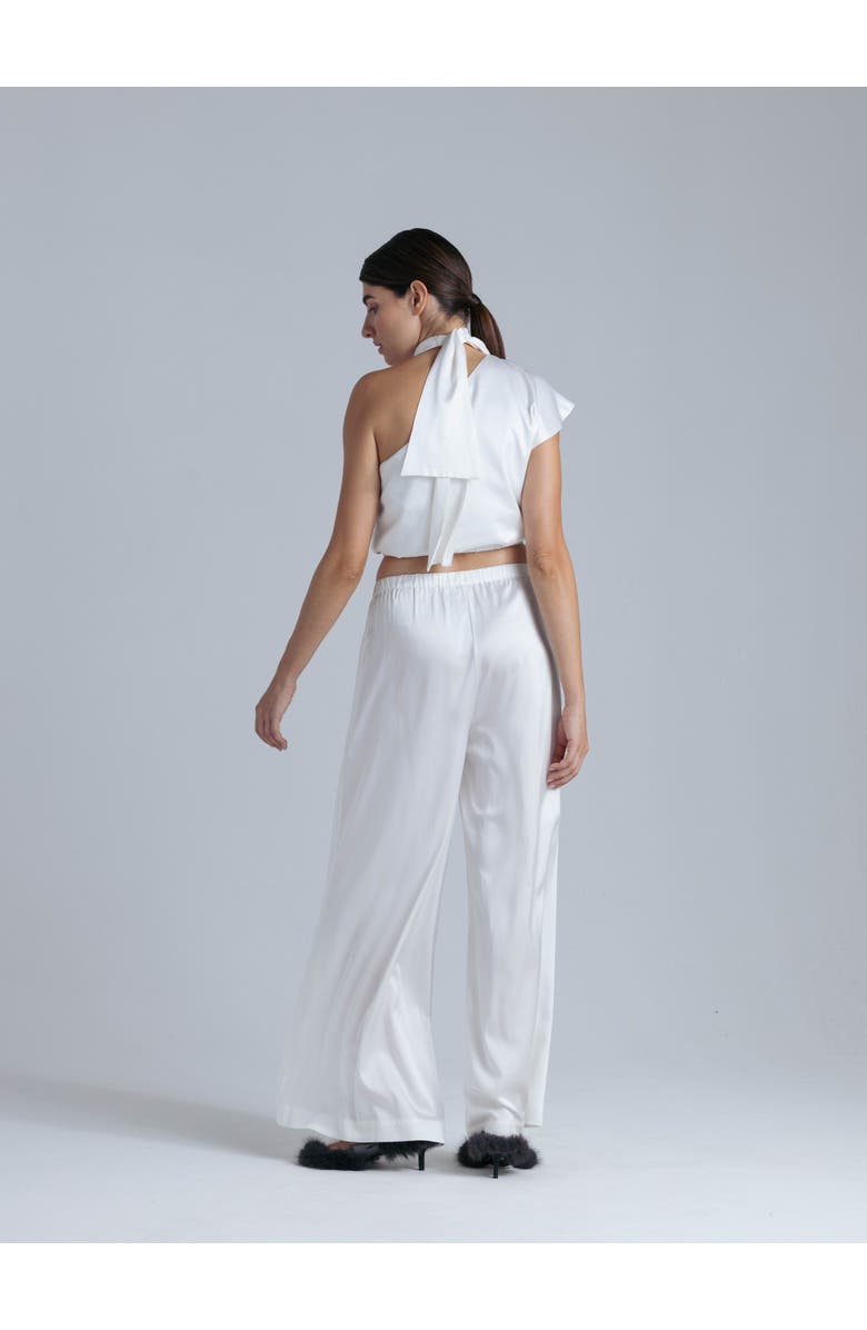 Alas Silk Palazzo Pants, Alternate, color, Milk White
