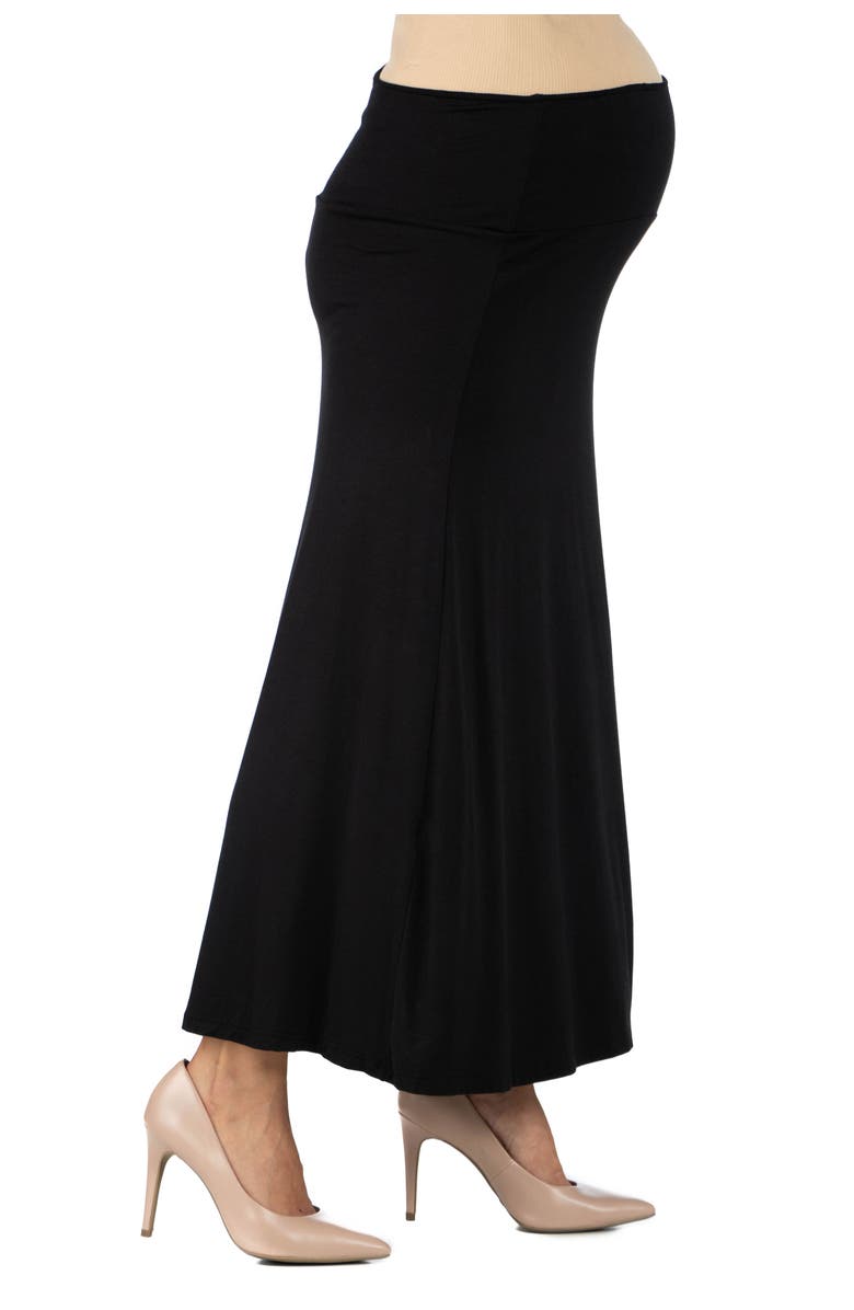 24seven Comfort Apparel Maternity Elastic Waist Maxi Skirt, Alternate, color, Black