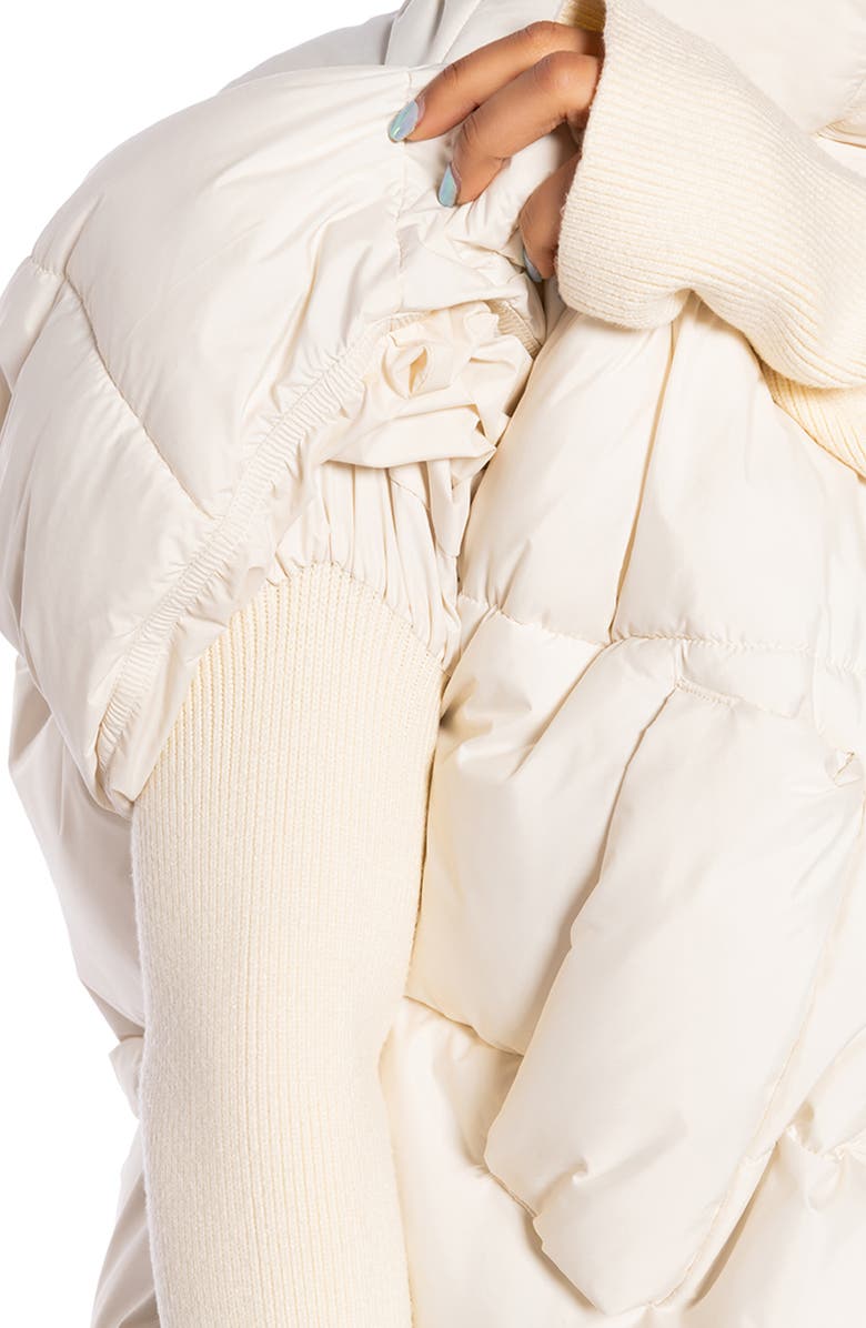 AZALEA WANG Willow Layered Mixed Media Puffer Jacket, Alternate, color, Ivory