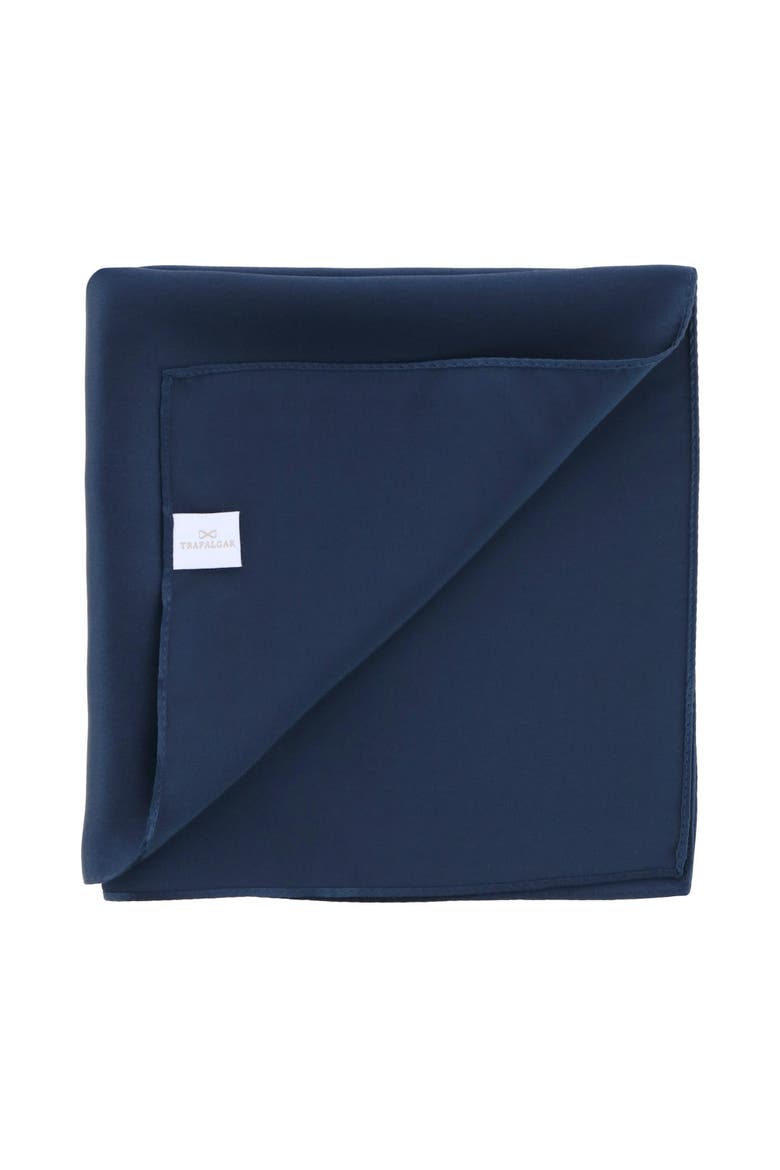 Sutton Solid Color 13 Inch Silk Pocket Square, Alternate, color, Navy