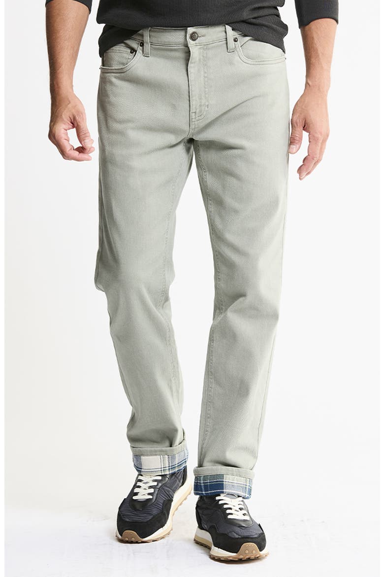 Flannel Lined Bull Denim Jeans, Main, color, OLIVE