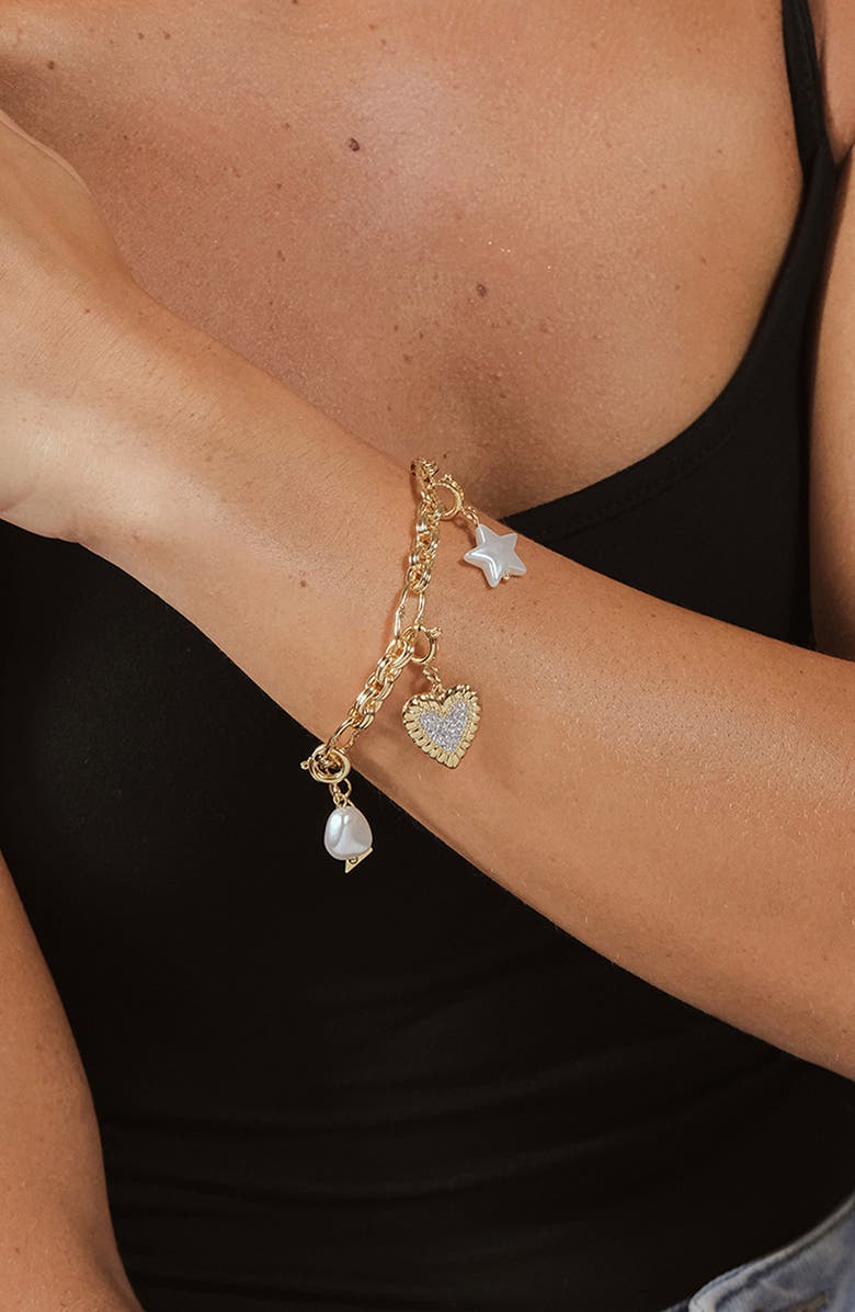 Sterling Forever Freshwater Pearl Star Enhancer, Alternate, color, Gold