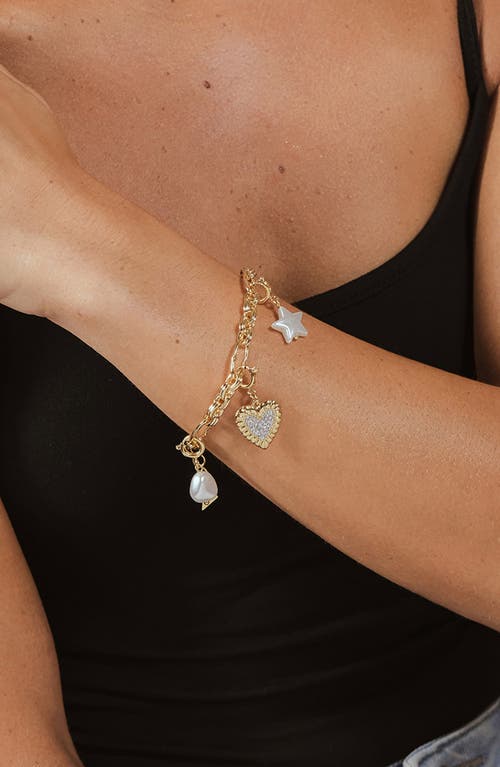 Sterling Forever Freshwater Pearl Star Enhancer In Gold