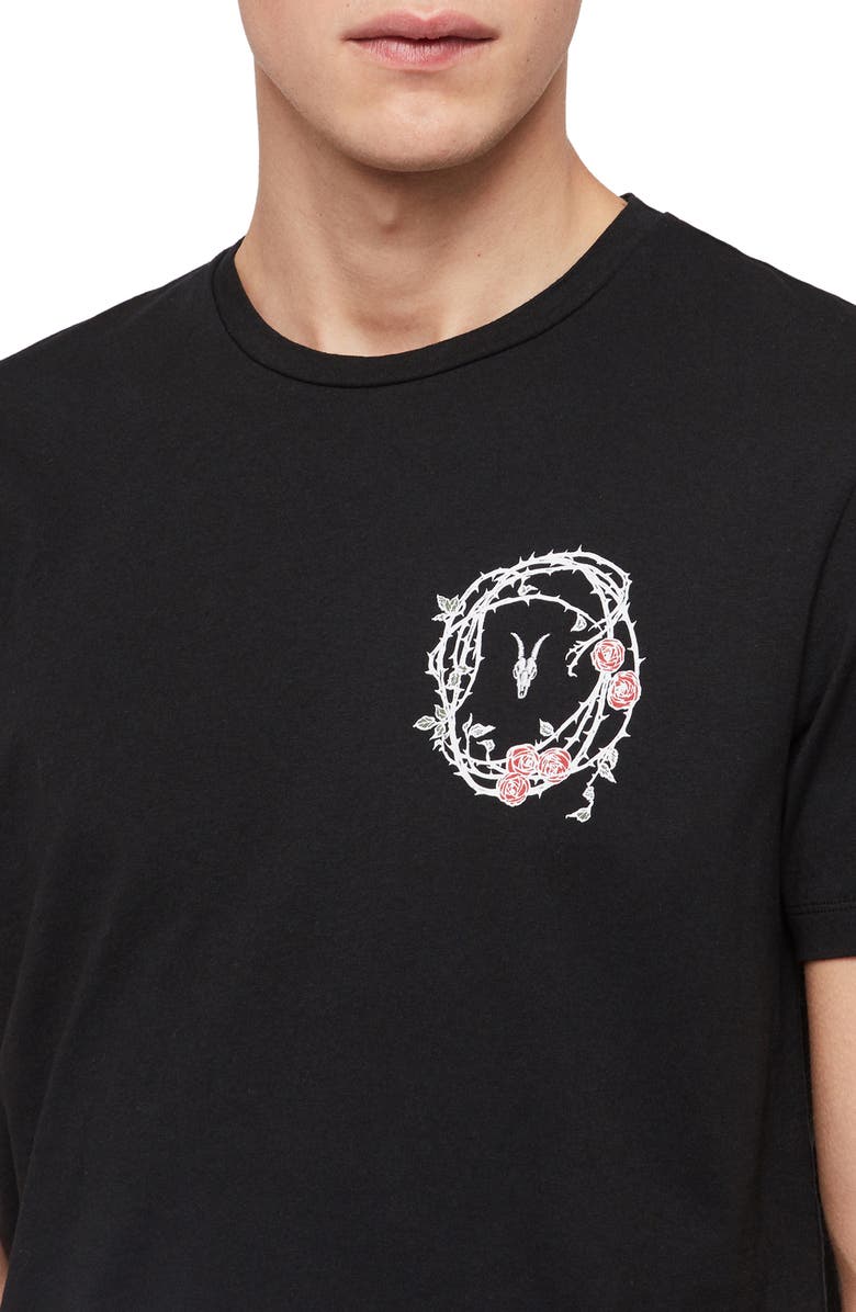 AllSaints Rose Skull Graphic T-Shirt, Alternate, color, 