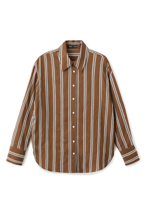 Stripe Straight Button-Up Shirt
