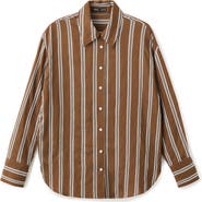 MANGO Stripe Straight Button-Up Shirt