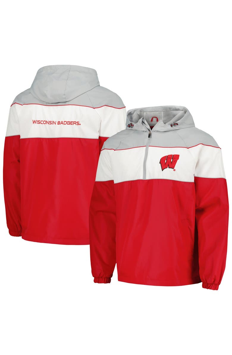 G-III SPORTS BY CARL BANKS Men's G-III Sports by Carl Banks Red Wisconsin Badgers Center Line Half-Zip Raglan Hoodie Jacket, Main, color, Red