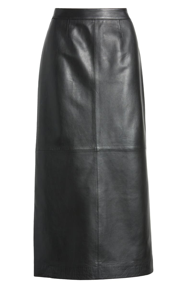 Nordstrom Leather Pencil Skirt, Alternate, color, Black