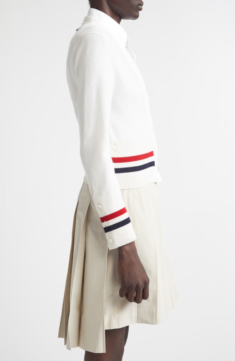 Thom Browne Shrunken Cashmere Cardigan, Alternate, color, White
