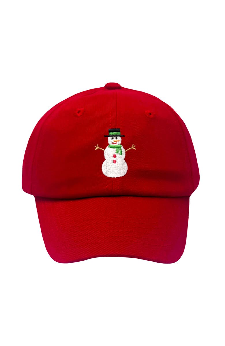 Bits & Bows Snowman Baseball Hat, Main, color, Red/Red Plaid